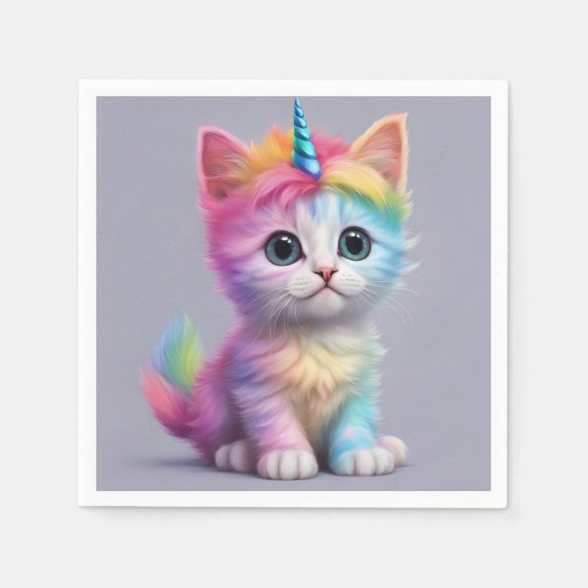 Rainbow Unicorn Kitten Pappersservett (Framsidan)