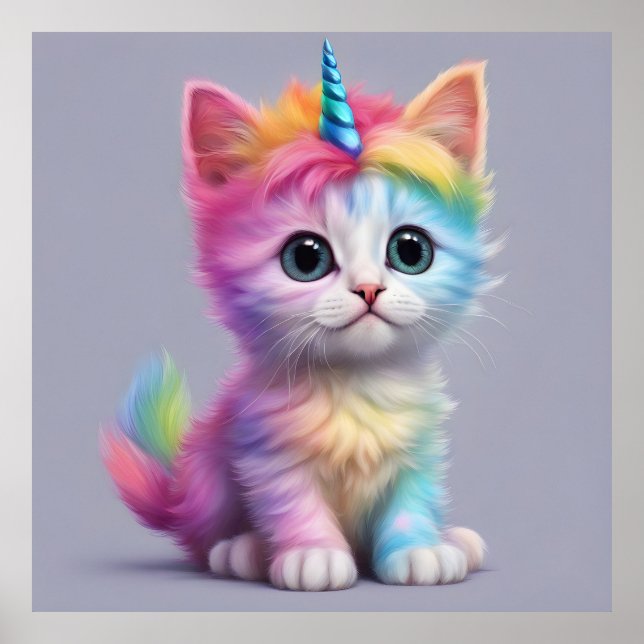 Rainbow Unicorn Kitten Poster (Framsidan)