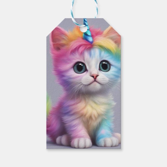 Rainbow Unicorn Kitten Presentetikett (Framsidan)