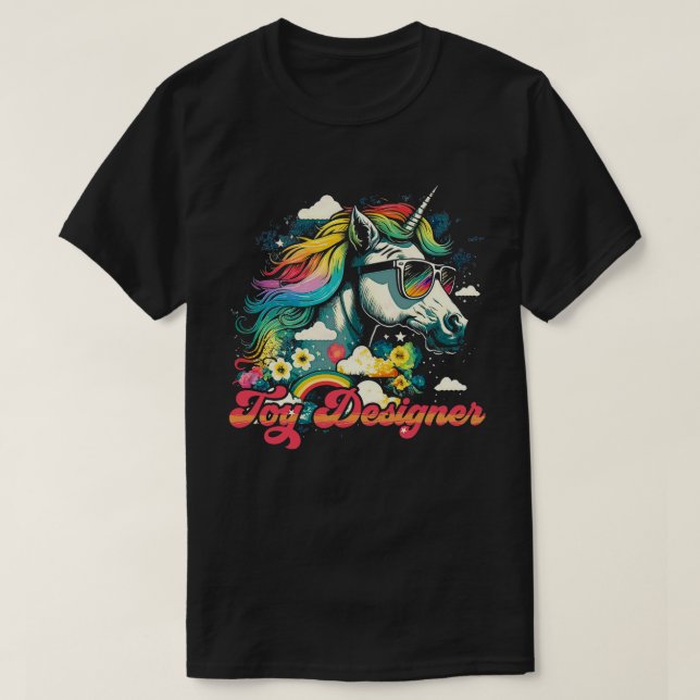 Rainbow Unicorn Leksak Designer T Shirt (Design framsida)