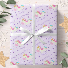 Rainbow Unicorn Lila Personlig jul Presentpapper