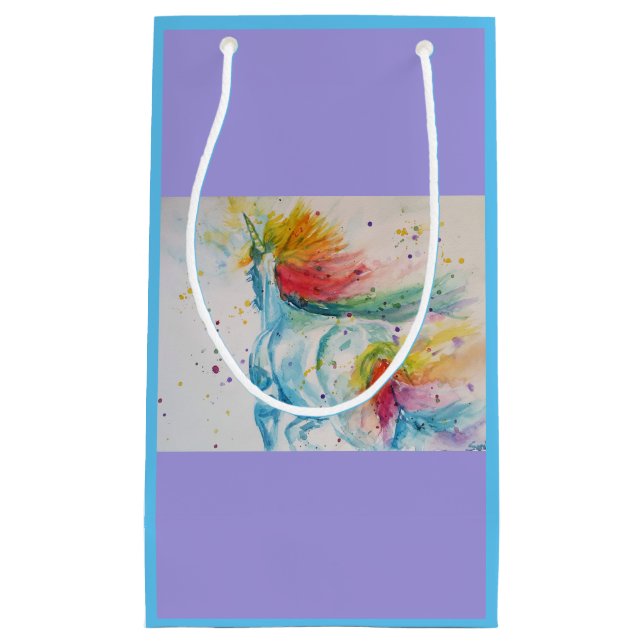 Rainbow Unicorn lilac Watercolor Gift Bag (Framsidan)