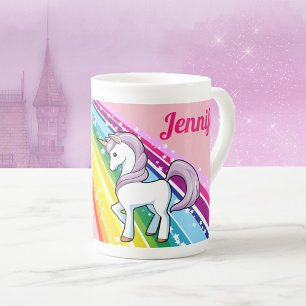 Rainbow Unicorn Little Girl's Kopp personalize NAM Benporslin Mugg