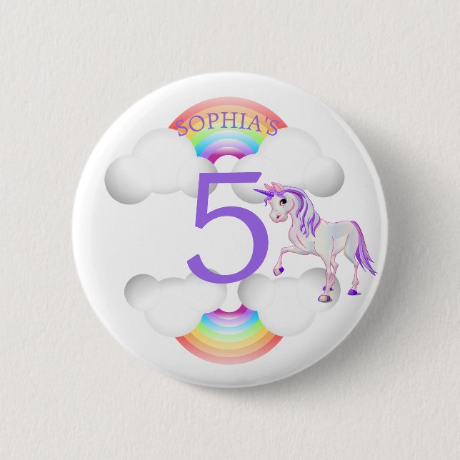 Rainbow Unicorn Magic Cute Age Birthday Knapp (Framsida)