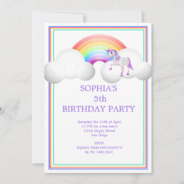 Rainbow Unicorn Magic Cute Birthday Inbjudningar