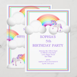 Rainbow Unicorn Magic Cute Birthday Inbjudningar