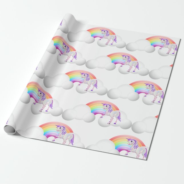 Rainbow Unicorn Magic Cute Presentpapper (Utrullad)