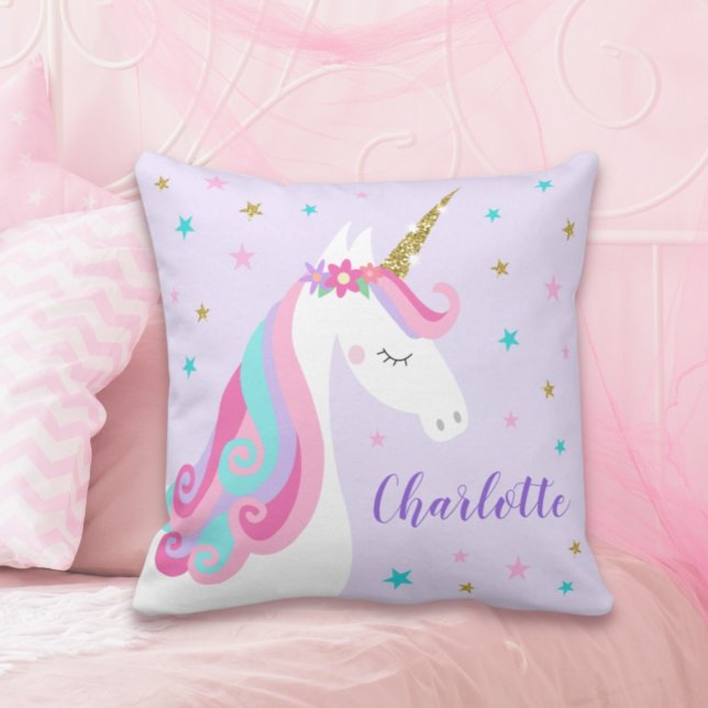 Rainbow Unicorn Magic Glitter Lila Kudde (Skapare uppladdad)