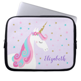 Rainbow Unicorn Magic Glitter Lila Laptop Fodral