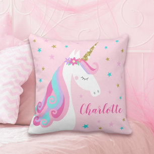 Rainbow Unicorn Magic Glitter Rosa Kudde