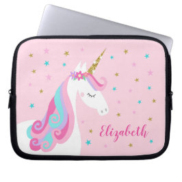 Rainbow Unicorn Magic Glitter Rosa Laptop Fodral