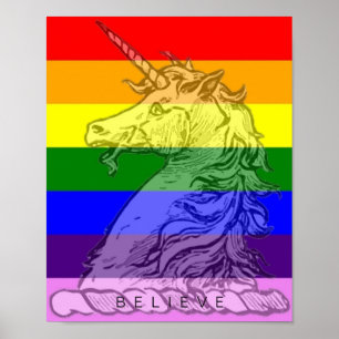 Rainbow Unicorn Magic LGBT Gay pride Tro Poster