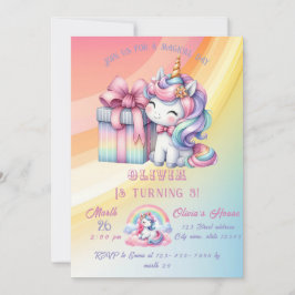 Rainbow Unicorn Magic Moment Girl Birthday Inbjudningar