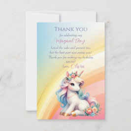 Rainbow Unicorn Magic Moment Girl Birthday Tack Kort