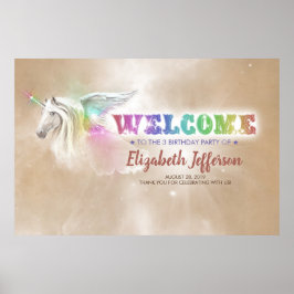 Rainbow Unicorn | Magic Party Välkommen Poster