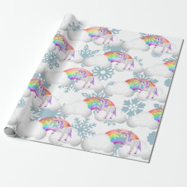 Rainbow Unicorn Magic Snö Flakes Cute Presentpapper
