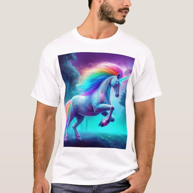 Rainbow Unicorn Manar Basic T-Shirt (Framsida)