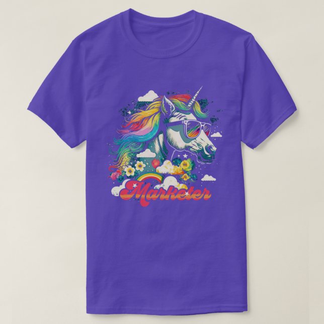 Rainbow Unicorn Marketer T Shirt (Design framsida)