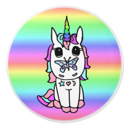 Rainbow Unicorn med Butterfly på Nose Knopp