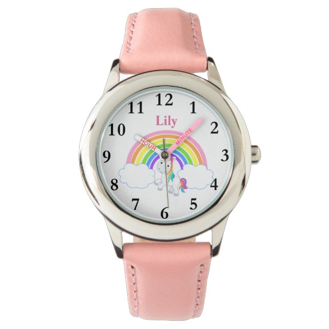 Rainbow Unicorn med Namn Girls Watch Armbandsur (Framsida)