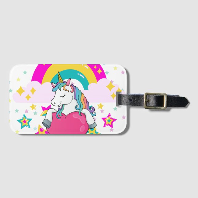 Rainbow Unicorn med Stars Bagagebricka (Framsida horisontal)