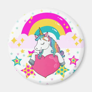 Rainbow Unicorn med Stars Magnet