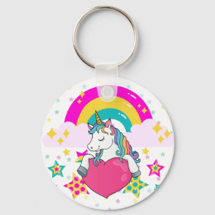 Rainbow Unicorn med Stars Nyckelring