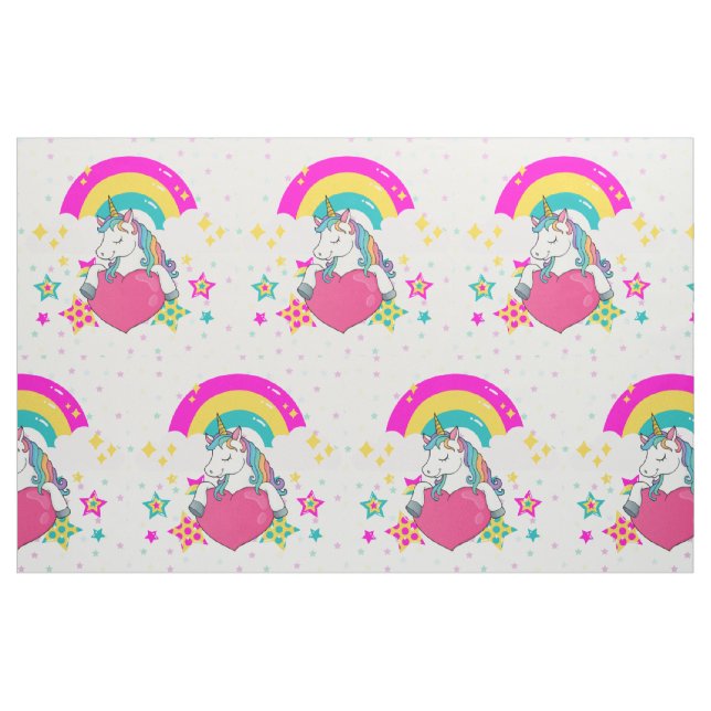 Rainbow Unicorn med Stars Tyg (Fat Quarter)