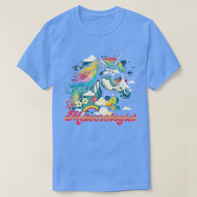 Rainbow Unicorn Meteorolog T Shirt (Design framsida)