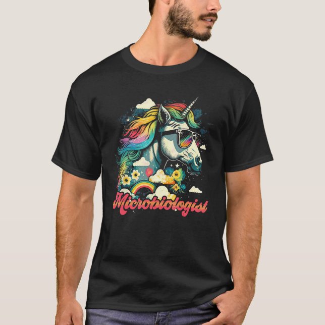 Rainbow Unicorn Microbiolog Microbiology T Shirt (Framsida)