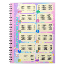 Rainbow Unicorn Multiplikation Bord Anteckningsbok