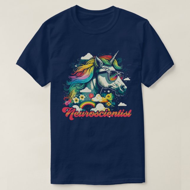 Rainbow Unicorn Neuroforskare T Shirt (Design framsida)