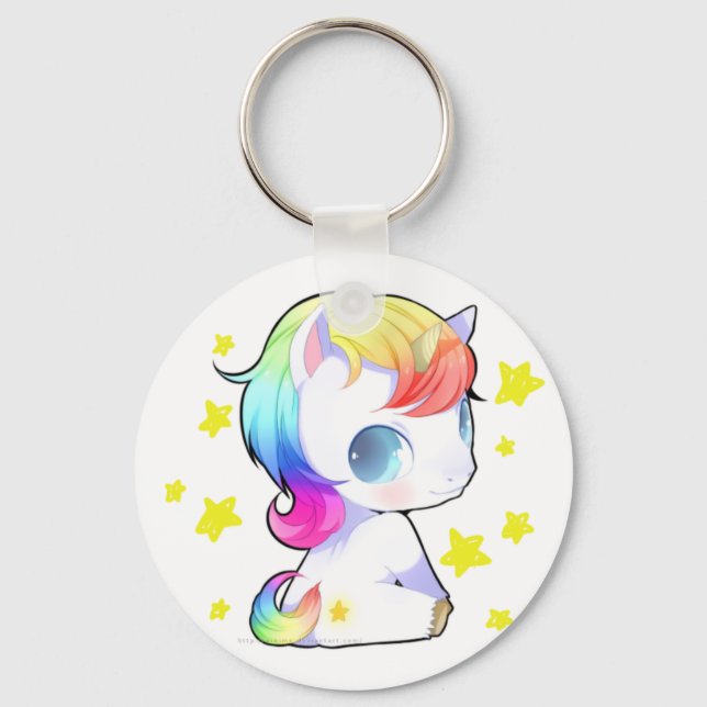 Rainbow Unicorn Nyckelring (Framsida)