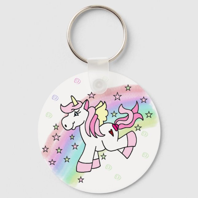Rainbow Unicorn Nyckelring (Framsida)