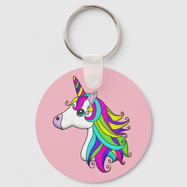 Rainbow Unicorn Nyckelring (Framsida)