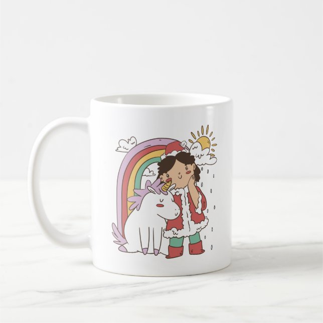 RAINBOW UNICORN OCH CHRISTMAS GIRL KAFFEMUGG (Vänster)