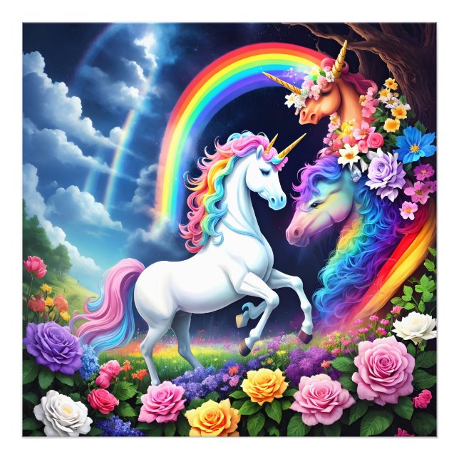 Rainbow Unicorn One Fototryck (Framsidan)