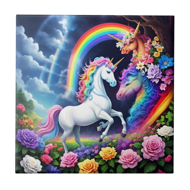 Rainbow Unicorn One Kakelplatta (Framsidan)