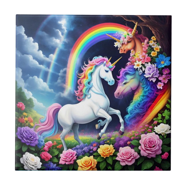 Rainbow Unicorn One Kakelplatta (Framsidan)