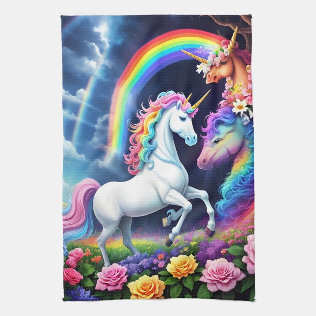 Rainbow Unicorn One Kökshandduk (Vertikal)