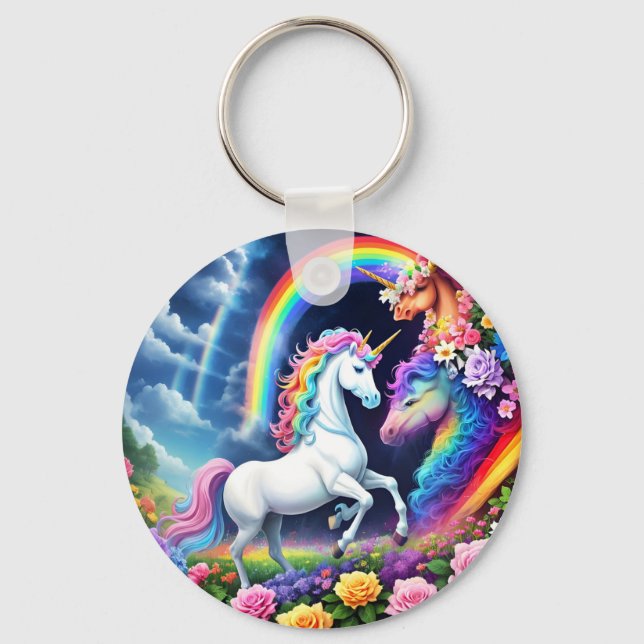 Rainbow Unicorn One Nyckelring (Framsida)