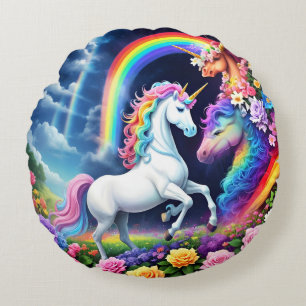 Rainbow Unicorn One Rund Kudde