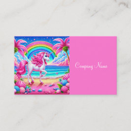 Rainbow Unicorn på en Tropical Beach Visitkort
