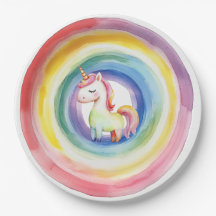 Rainbow Unicorn Papper Plate