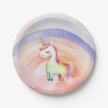 Rainbow Unicorn Papper Plate