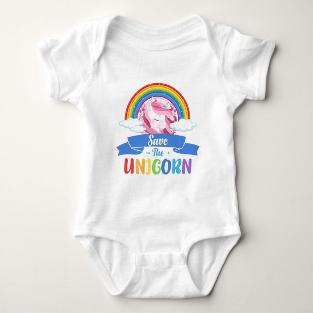 Rainbow Unicorn Party Baby Bodykostdräkt T Shirt (Framsida)