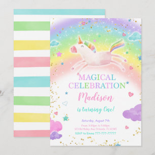 Rainbow Unicorn Party-inbjudan Inbjudningar