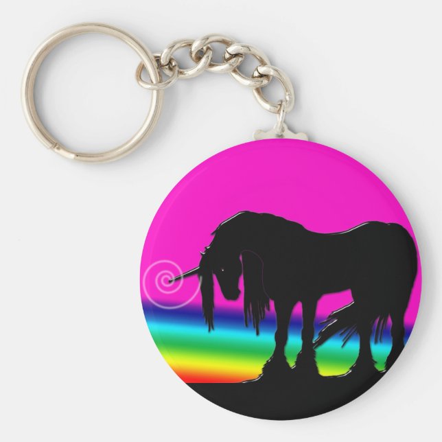Rainbow Unicorn Party Nyckelring (Framsidan)