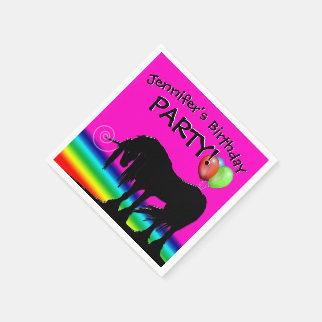 Rainbow Unicorn Party Pappersservett (Hörn)