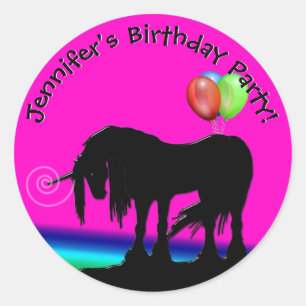 Rainbow Unicorn Party Runt Klistermärke